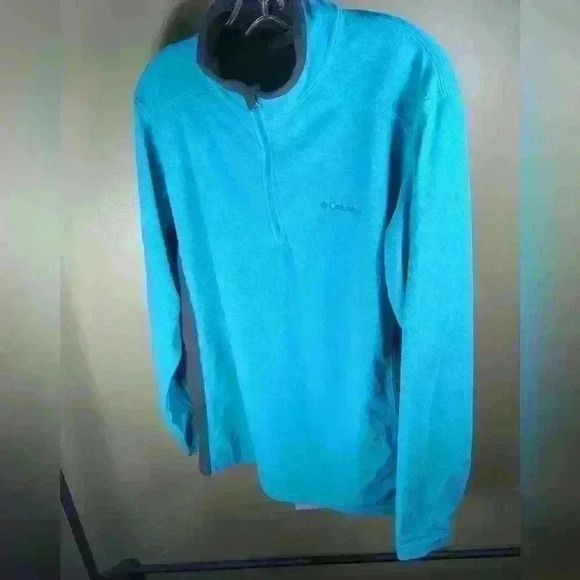 Columbia Men's Pine Ridge Half Zip Fleece Pullover Cyan Blue - Size  Medium - Picture 8 of 10